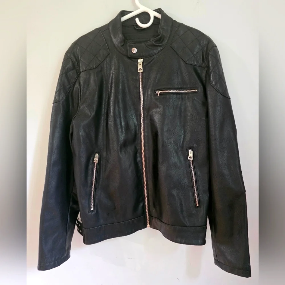 Guess Men's Black Faux Leather Jacket
